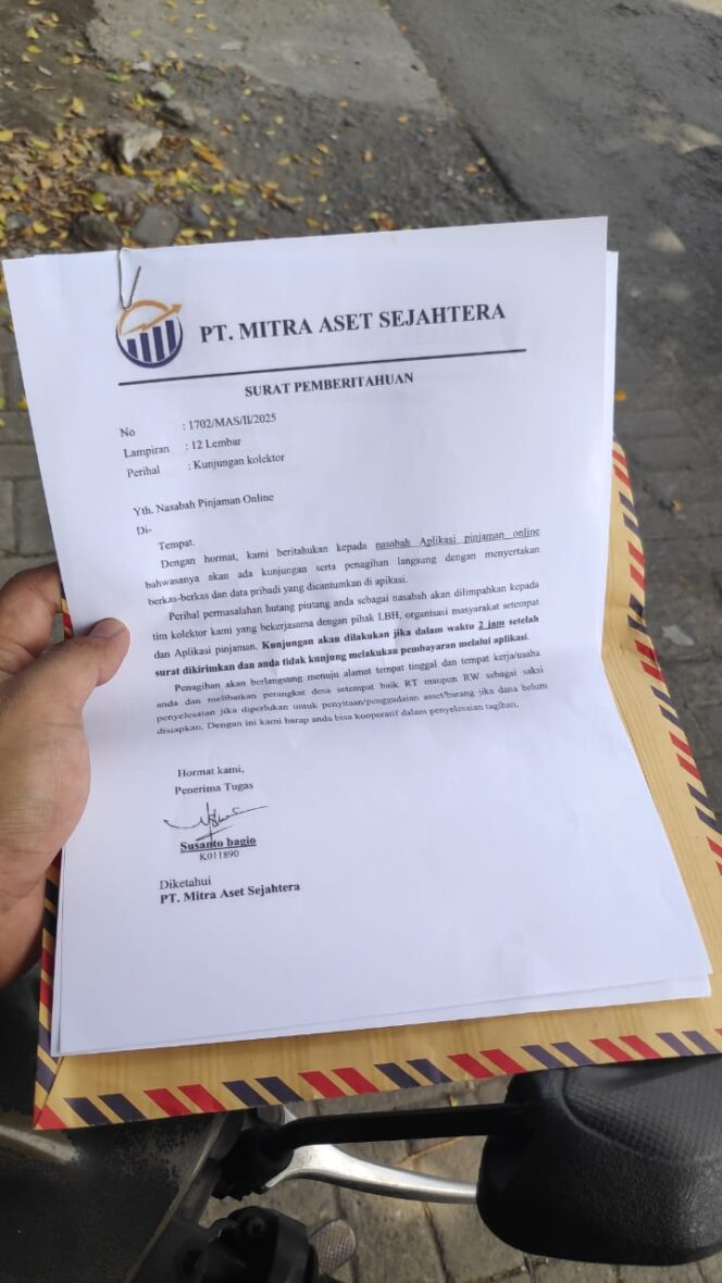 
 Debt Collector Pinjol Ancam Warga Pake Surat Dan Kata Kasar