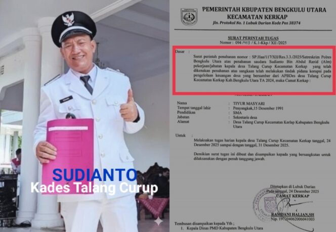 
 DD Talang Curup 2024 Rp. 695Juta, Kades Ditahan Atas Sangkaan Korupsi