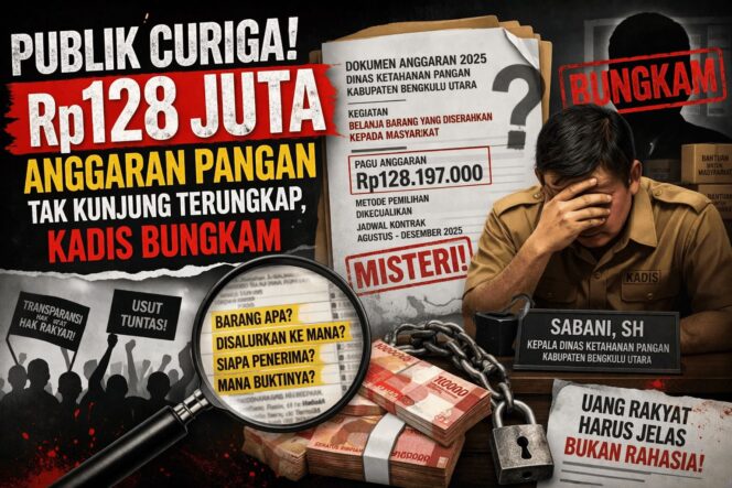 
 Publik Curiga! Rp128 Juta Anggaran Pangan Tak Kunjung Terungkap, Kadis Bungkam