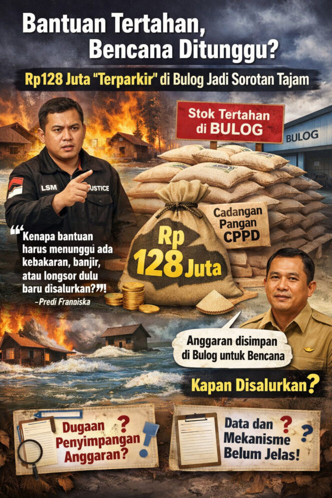 
 Bantuan Tertahan, Bencana Ditunggu? Rp128 Juta “Terparkir” di Bulog Jadi Sorotan Tajam