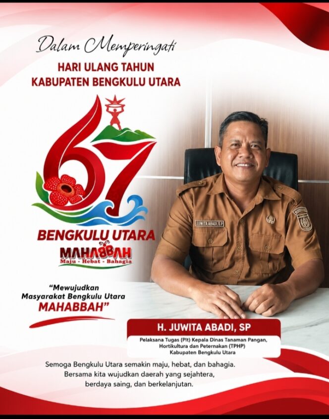 
 Plt Kepala Dinas TPHP Bengkulu Utara H. Juwita Abadi, SP: HUT ke-67 Jadi Momentum Perkuat Ketahanan Pangan dan Kemajuan Daerah