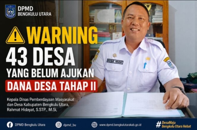 
 DPMD Bengkulu Utara Warning 43 Desa yang Belum Ajukan Dana Desa Tahap II