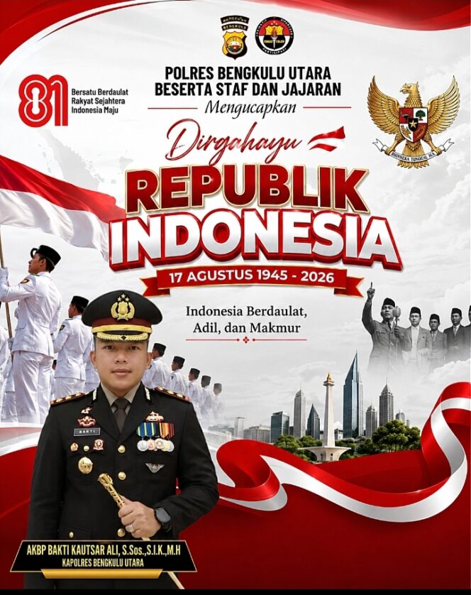 
 Polres Bengkulu Utara Sampaikan Ucapan HUT ke-81 Kemerdekaan RI