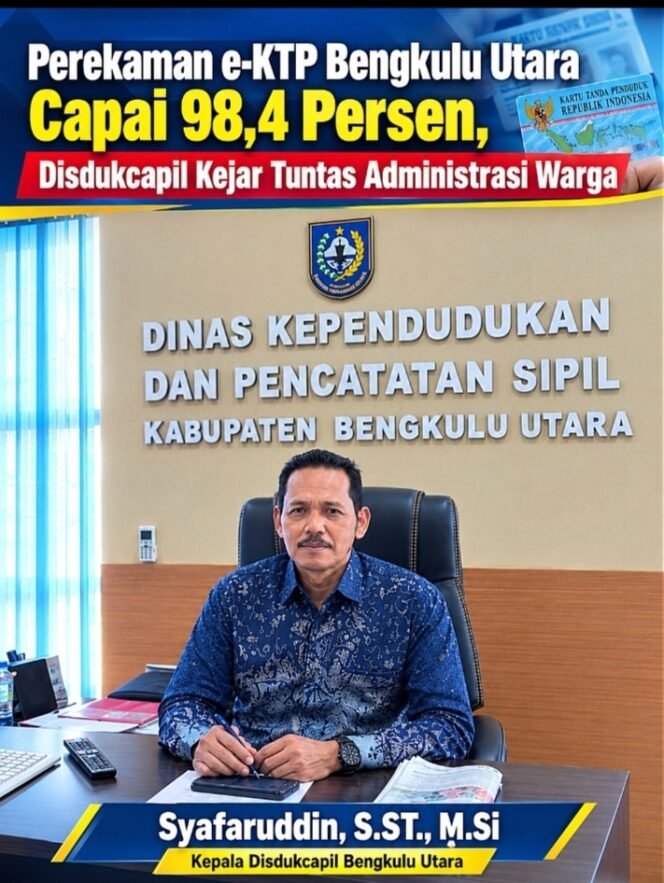 
 Perekaman e-KTP Bengkulu Utara Capai 98,4 Persen, Disdukcapil Kejar Tuntas Administrasi Warga